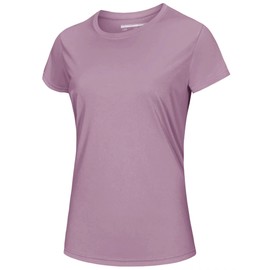 MAGCOMSEN Dry Fit Tshirts Shirts for Women UPF 50+ Hiking Shirts Women Quick Dry Wrokout Tops Rash Guard Short Sleeve Performance Tees Grey Purple,2XL