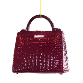 Cody Foster & Co Dark Red Alligator Luxury Handbag Ornament, Elegant Glass Craftsmanship, Fashion-Inspired Holiday Decor, 3 Inches