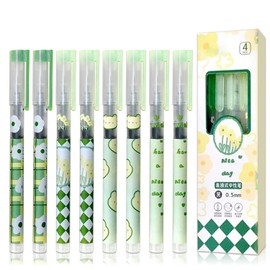 Afoxon 4-Pack Flower Gel Ink Pens - 0.5mm Black Retractable Pens for Women, Girls, Office, and School - Cute Aesthetic Design (Nishang Flower)