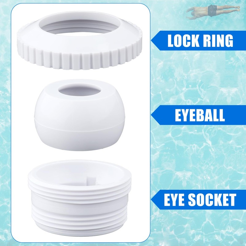 SAVITA 3pcs Pool Jet Nozzles, Practical Flow Eyeball Inlet Jet