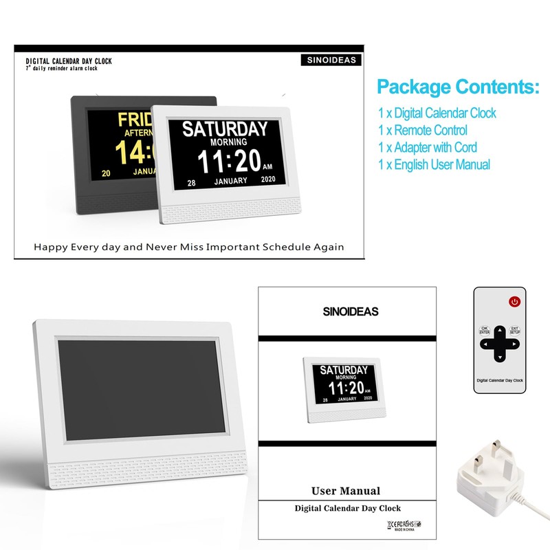 SVINZ SINOIDEAS 3.0 Upgrade,Dementia Clock,Digital Calendar Day Clock,dementia clocks with
