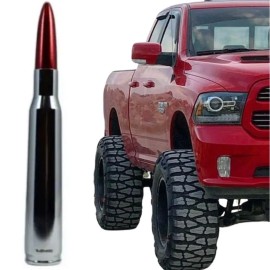 VMS CHROME BULLET ANTENNA WITH RED TIP FOR DODGE RAM FITS ALL SCREW ON ANTENNAS