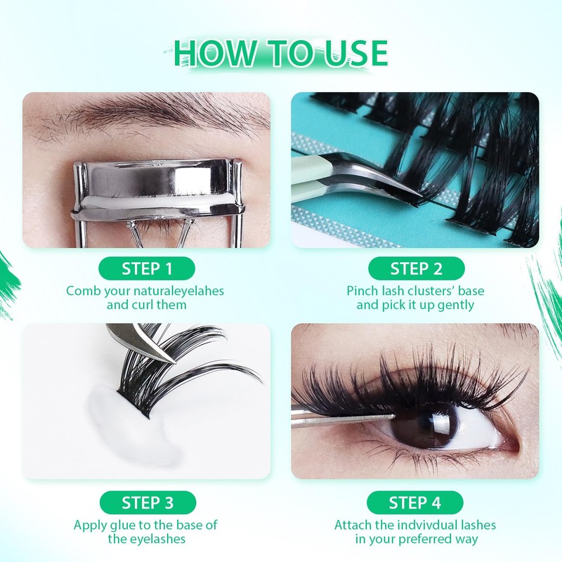 Bodermincer Lash Extension 240pcs D Curl 10D+20D+30D 10-16mm/12-18mm Mixed Cluster