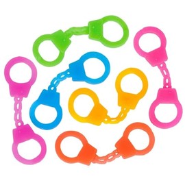 HAPPY DEALS ~ Mini Stretch Finger Cuffs, 144 Pack, Neon Party Favors, Police Theme Toys, Ages 3+