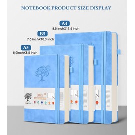 PERCUN A4 Lined Journal Notebook，365 Page Large Leather Journals for Writing Women Men，Hardcover Notebook with 100Gsm Thick Pages for Travel，Work，School，College Ruled, Daily Diary (8.5" x 11.4")