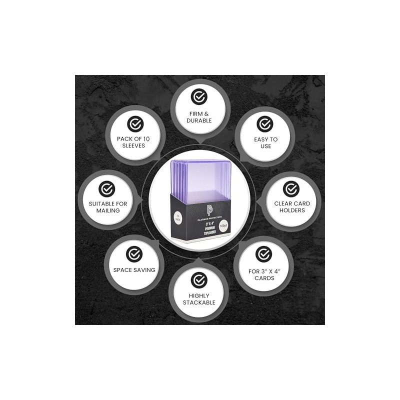 Platinum Protectors 100pt Toploaders - Protectores de tarjetas coleccionables (50