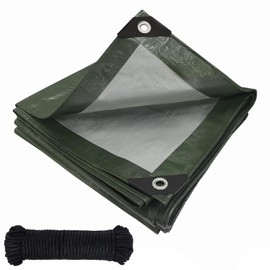 Tarpaulin Waterproof Tarpaulin with Eyelets, 120 g/m² PE Fabric Tarpaulin, Truck Tarpaulin Protection, Weatherproof, Dust, UV Tear-Resistant, Cover for Garden Furniture, Wood, Car, Boat, Roof,