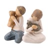 2pcs Man&Woman Hugging Pets Shape Resin Figurine Decoration Statue Model