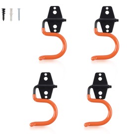 AOBEN Garage Hooks Heavy Duty, Steel Garage Storage Hooks, Utility Tool Hangers and Broom and Mop Holder Wall Mounted for Organizing Cleaning Tools, Mops, Garden Tools (S, 4 Pack)