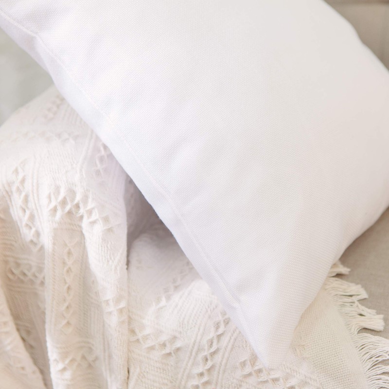 NATUS WEAVER 2 Piece White Pillow Case Faux Linen Square