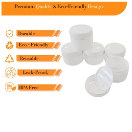 50 ML White Plastic Cosmetic Jars with Silver-Edge Dome Lid, Refillable and Reusable Storage Containers for Face Cream, Lip Balm, Lotions, Spices, and Travel Essentials – Pack of 5 (50 ml)