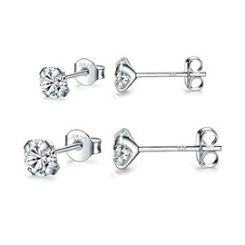 LYTOPTOP Stud Earrings 925 Silver Earrings Set, 6 Pairs 925 Sterling Silver Round Cubic Zirconia Stud Earrings Hypoallergenic Silver Sleeper Cartilage Stud Set for Women Men Girls 3/4/5/6/7/8 mm,