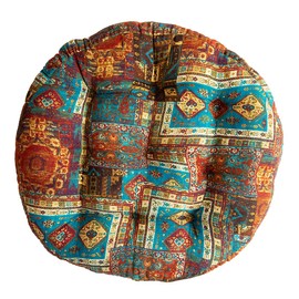 vctops Bohemian Patchwork Round Chair Seat Cushions for Dining Kitchen Office Chairs Patio Soft Cotton Linen Chair Pads (Blue,Diameter 22")