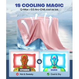 Ice Cooling Pillowcase for Hot Sleepers, Instantly Cool, Stays Cold All Night, Softer Than Silk Pillow Cases, Pillow Covers with Invisible Zipper, Gift for Men & Women - Standard, Coral Pink (1 Pack)