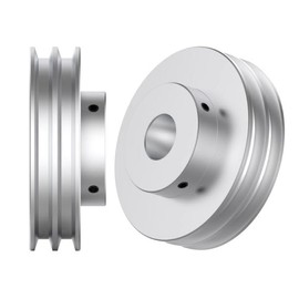 CHANCS Aluminium Alloy Double V Belt Pulley 80 mm OD 10 mm Fixed Bore Pulley for Motor Shaft 6 mm (1/4 Inch) PU Round Belt