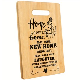 Housewarming Present for New House Homeowner, House Warming Gifts, First Home Present for Neighbor, Engraved Bamboo Wood Cutting Board 30 * 19 * 1.5