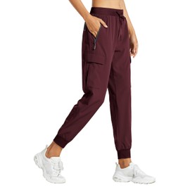 Libin Women's Travel Pants Outdoor Hiking Camping Golf Fishing Climbing Hunting Safari Trousers Joggers, Wine Red M