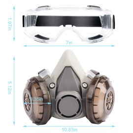 EIH1 Reusable Full Face Mask Respirator Mask with Eye Mask and 10 Filter Pads, Dust Mask with Filter, Anti-Fog Mask for Painting, Dust, Formaldehyde, Cutting and Welding