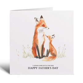 Postcard Prints - Father's Day Card For Dad Fox and Cub Illustration Simple Father's Day Card I always look up to you Dad Father's Day Card