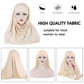 YOFASEN Slouchy Muslim Hat - Women Islamic Scarves Beautiful Hijab Beanie Hats Scarf Headscarf, beige, Unit size