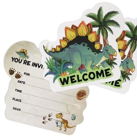 24pcs Invitations Cards, Double-sided Writable Dinosaur Themed Invitation, Party Invitations for Birthday Boys Girls Party, Baby Shower Invitations,Kids Birthday Party Invitation Cards (Stegosaurus)