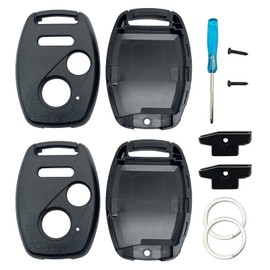 Key Fob Case Fit for Honda Civic LX Accord CR-V Fit Odyssey Pilot Ridgeline CR-Z Keyless Entry Remote Control Replacement Shell (3 Buttons 2 Black)