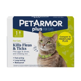 PetArmor PetArmor Plus Flea and Tick Prevention for Cats, Cat Flea and Tick Treatment, 1 Dose, Waterproof Topical, Fast Acting, Cats Over 1.5 lbs