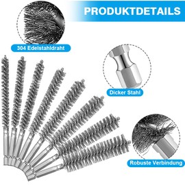 Stainless Steel Hole Brush, Pack of 6, Wire Tube Brush, Stainless Steel Hole Brush, Cylinder Brush, Twisted Wire Brush for Pipe Pipe Cylinder Drilling Cleaning