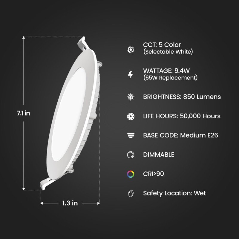 Feit Electric 6" Canless LED Recessed Downlight, 65-Watt Eq., Dimmable,