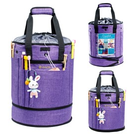 MYBAGZING Expandable Crochet Bag-Knitting Bag Yarn Storage Organizer - Yarn Bag and Crochet Tote, Yarn Holder for Crocheting, Crochet Accessories, Suppliers, Needles With Drawstring Closure-Ideal Gift