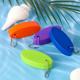 Floating Keychain, 4 Pack Waterproof Vinyl Foam Floating Key Chains Bright Color Oval Float Key Rings Pendant for Boating,Fishing, Surfing, Sailing, Kayak, Outdoor Water Sport Supplies (4 Colors)
