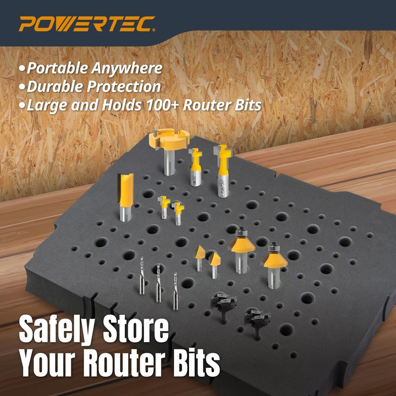 POWERTEC Router Bit Storage, Drill Bit Organizer Tray for Festool