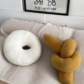 Yooname White Donut Shaped Plush Pillow，Cute Soft Waist Rest Cushion，Home Decorative Throw Pillow Used to Add Comfort and Style to A Couch, Sofa, Or Living Room