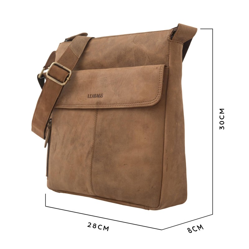 LEABAGS Los Angeles genuine buffalo leather messenger bag in vintage