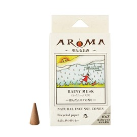 Aroma Incense Rainy Musk, 16 Tablets (Incense, Cone-type Incense, Burning Time: Approx. 20 Minutes, Clear Musk Scent, Stylish)