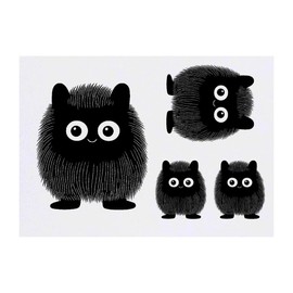 4 x 'Cute Monster' Temporary Tattoos - Water Resistant, Skin-Safe, Non-Toxic Transfers, Mixed Sizes (TO00082102)
