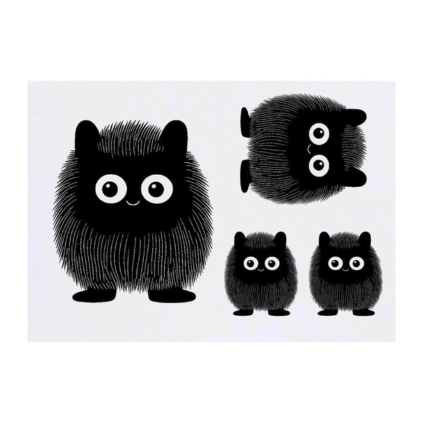 4 x 'Cute Monster' Temporary Tattoos - Water Resistant, Skin-Safe,