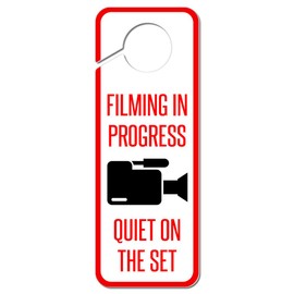 Graphics and More Filming in Progress Quiet on The Set Plastic Door Knob Hanger Sign