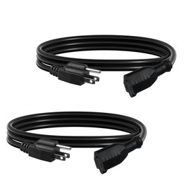BN-LINK 6 ft Indoor Outdoor Extension Cord 16/3 SJTW, 2 Pack, Black, PVC Cable Jacket, 3-Prong, Weather Resistant, Flame Retardant, Suitable for Indoor, Garden, Landscaping & Holiday Decorations, ETL