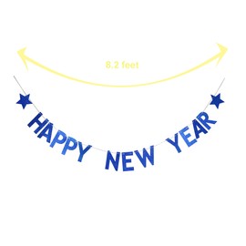 Happy New Year 2023 Banner - Merry Christmas Banner New Year's Eve Party Props Bunting - Home Holiday Decorations Sign(Blue)
