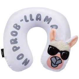 Fringoo Inflatable Travel Pillow for Women Men Kids Soft Velour Neck Support Aeroplane Cushion Compact Unicorn Sloth Lama Rainbow (No Prob-Llama)