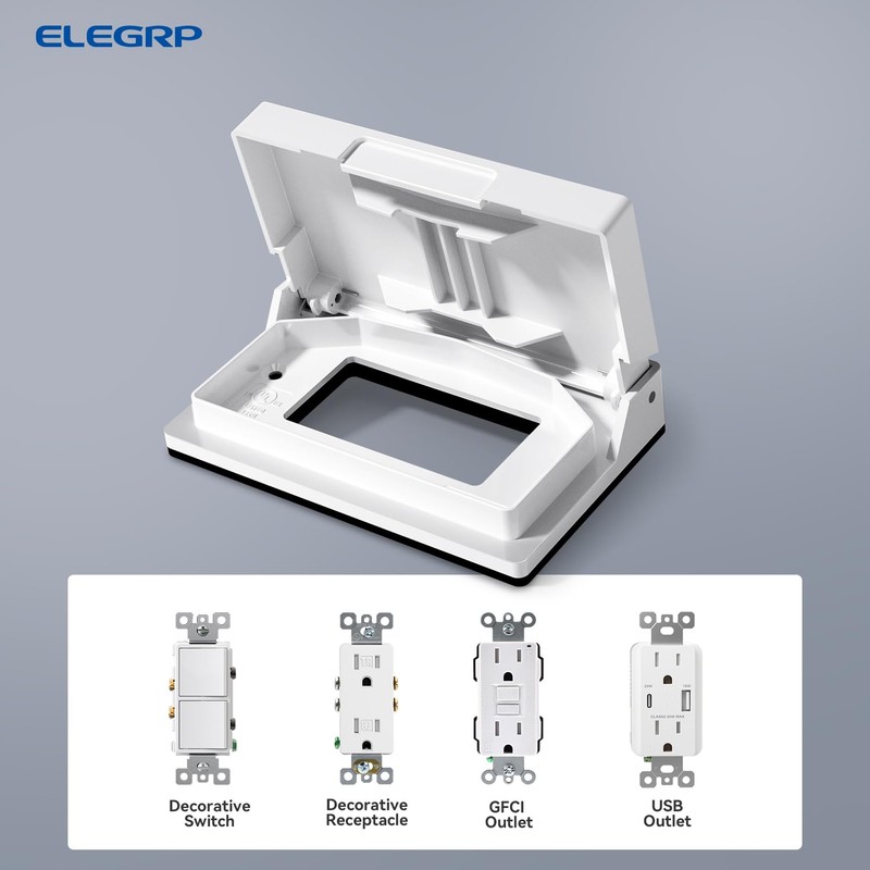 ELEGRP Horizontal Outdoor Cover for Decotative Receptacles, Weatherproof Wall Plate,