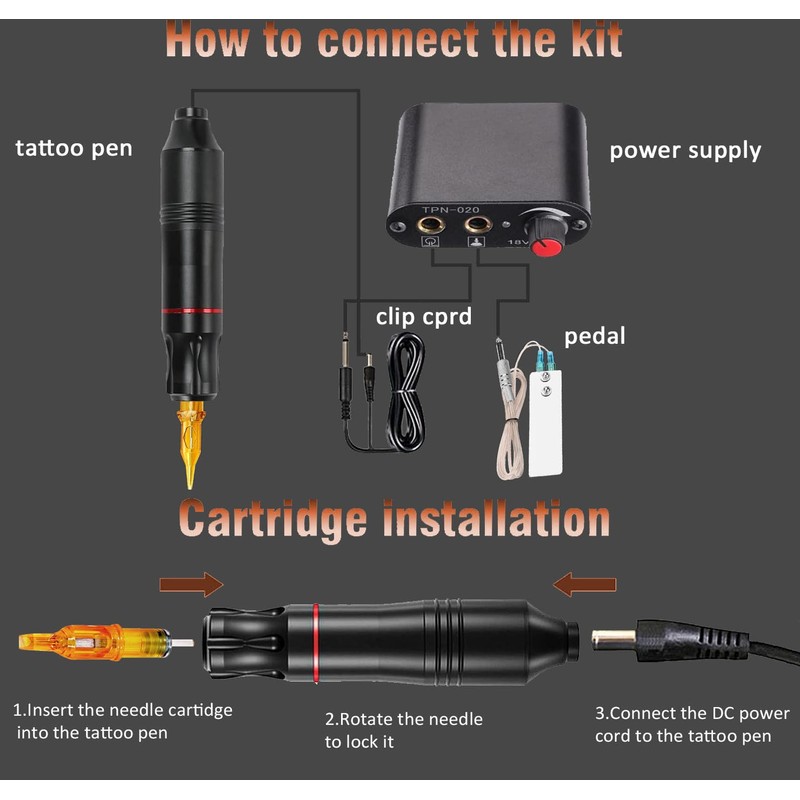 FONPOO Rotary Maschine Pen Set, Complete Pen Machine Kit contains