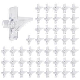 Cutetool (50 Pack) U 10136 Plastic Cabinet Shelf Pegs 1/4 Inch, Clear Cabinet Shelf Holders, L-Shaped Support Pins for Bookcase, Cabinet, Kitchen, Furniture 6.35mm Shelf Holes