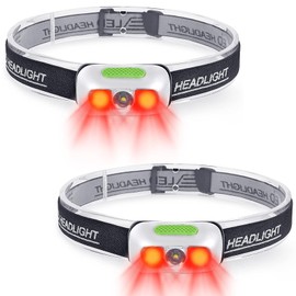 COSMOING Rechargeable Headlamp 2 Pack, Ultra Bright 500 Lumen 5 Lighting Modes with Red Light, IPX4 Waterproof Adjustable Strap Head Lamp for Adult Emergency, Running, Camping, Cycling-White