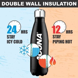 ACUNA Stainless Steel Flask Water Bottle 750 ML, Insulated Water Bottle 12hrs Hot & 24hrs Cold Drinks With Double Wall - Vacuum Flask Sports Bottle - For Fitness, Gym, Cycling, Hiking, Outdoor (Black)