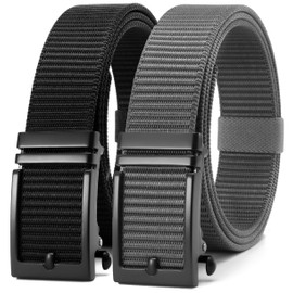 Ratchet Belts for men, Mens Belts Casual 2 Pack Golf Web Belt, Mens Nylon Belts for Jeans - Adjustable Trim to Fit (Belts for Men)