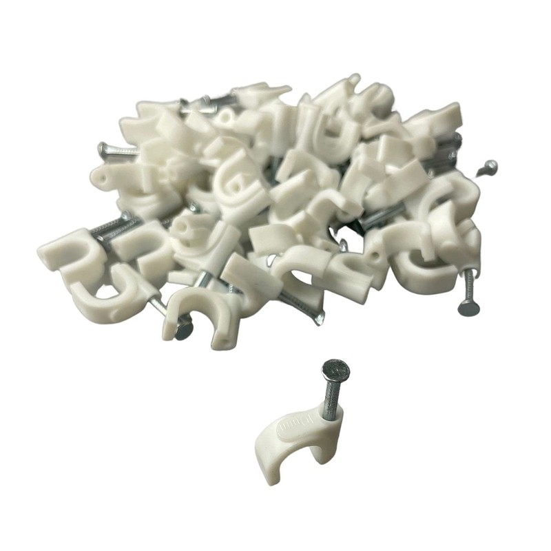 500 x 10mm Round White Cable Clips