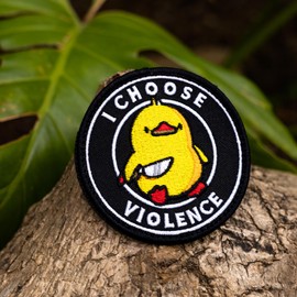 backtime I Choose Violence Embroidered Morale Patch, Humor Tactical Patch for Military Bag and Hat, Hook & Loop Fastener Funny Patches, Round