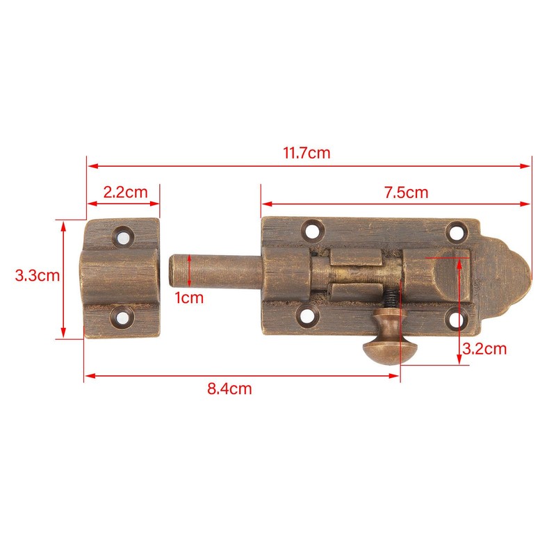 Solid Cast Brass Latch, Antique Brass Door Slide Bolt Lock